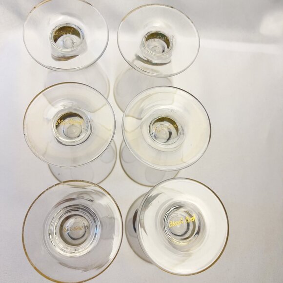 Hand-Painted Vintage Bird Glasses Set of 6 Gold Rim 4 oz Signed Base 3 1/2" H - Picture 6 of 11